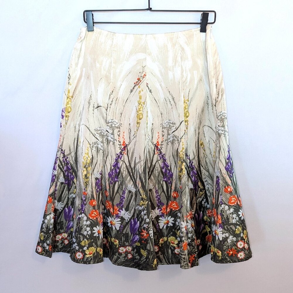 Chico’s | Silk Blend English Garden Berkley Floral Print Skirt | Medium (8-10)